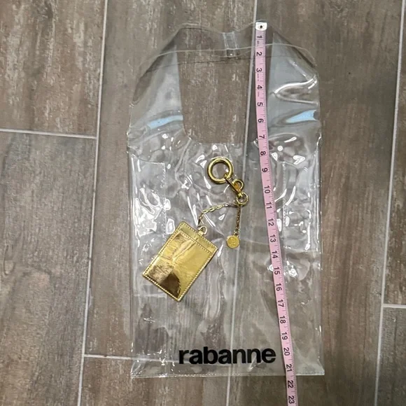 Paco Rabanne Transparent Tote with Gold chain Accent & card holder - Picture 7 of 8